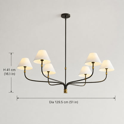 Ashlyn Modern 5/6 Light White Linen Conical Chandelier