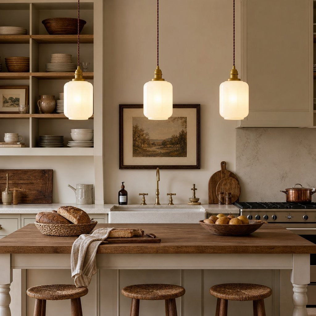 Balthazar Japanese Lantern White Glass Pendant Light