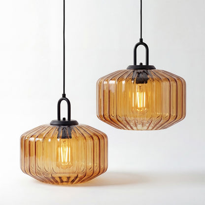 Ivan Vintage Handmade Striped Glass Pendant Light