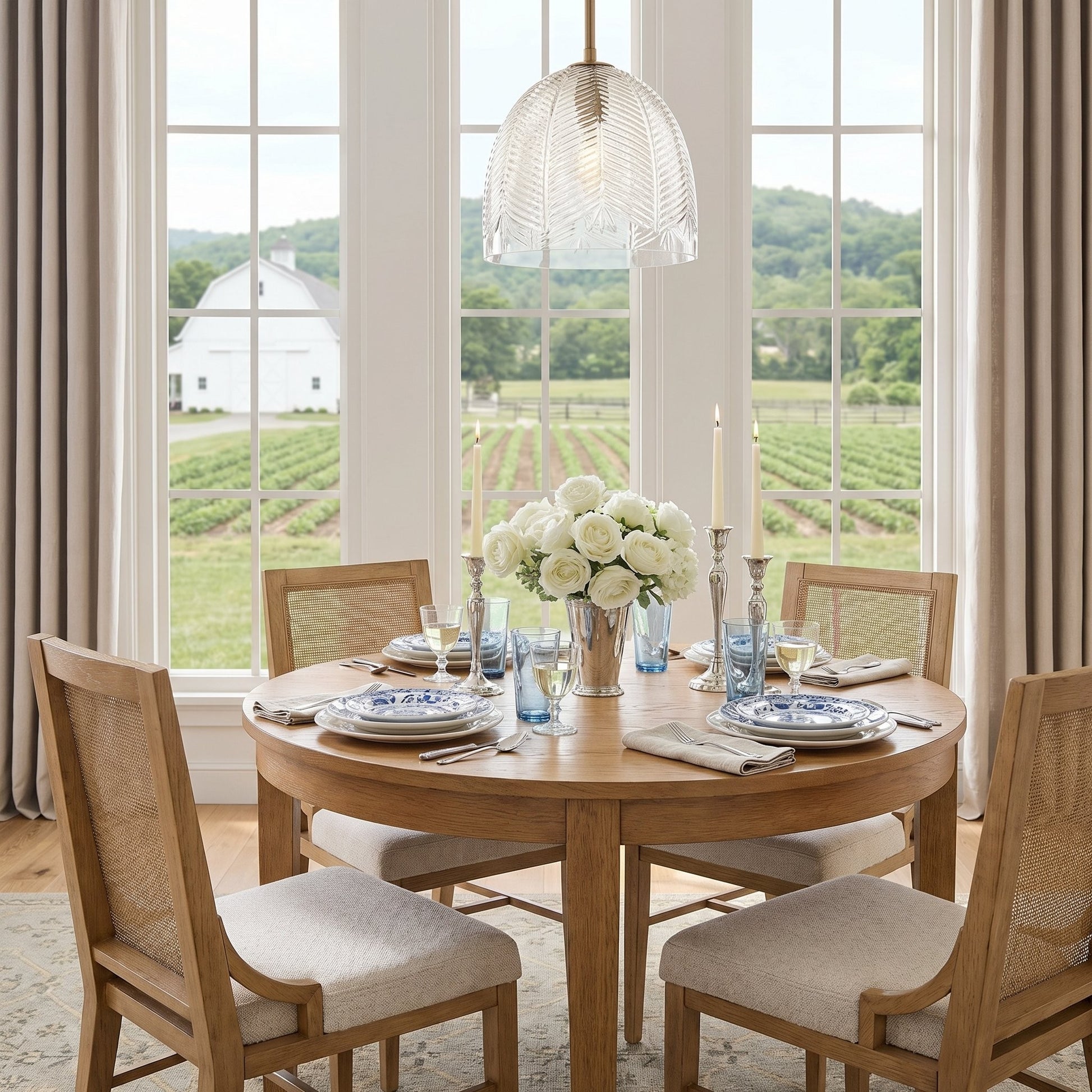 Danica Mid-Century  Glass Leaf Round Pendant Light