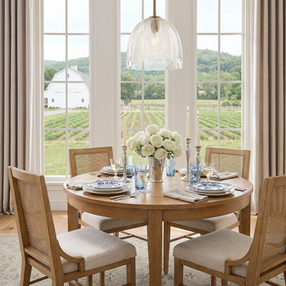 Danica Mid-Century  Glass Leaf Round Pendant Light