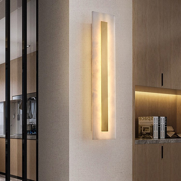 Ozeki Minimalist Brass And Genuine Alabaster Sconce