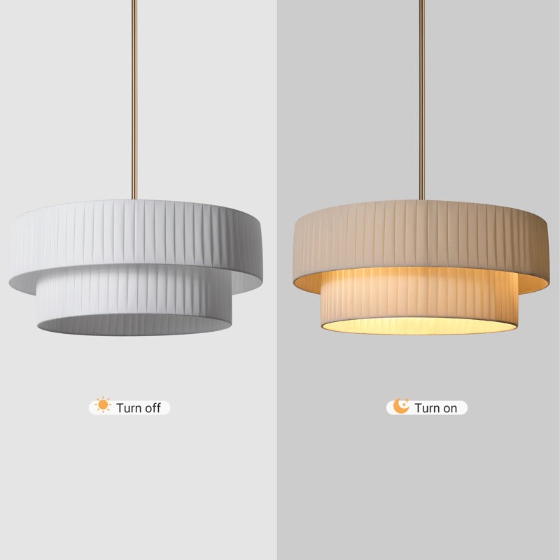 Elaraine Pleated Fabric Circular Drum Shade Chandelier