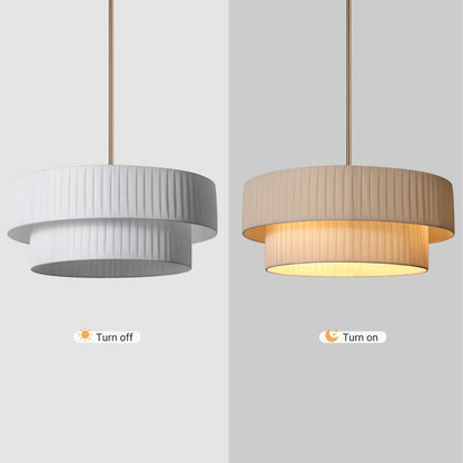 Elaraine Pleated Fabric Circular Drum Shade Chandelier