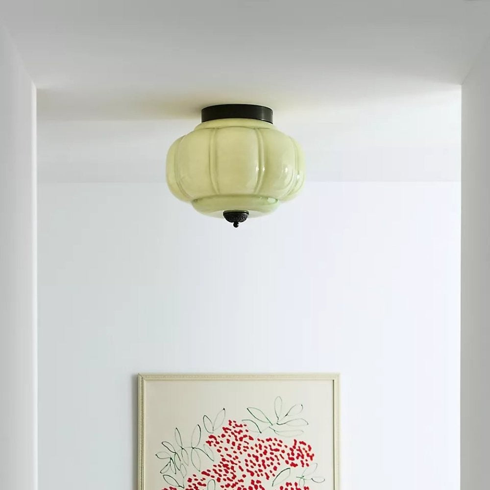 Ozita Retro Milk Glass Semi Flush Mount Eloise Ceiling Light