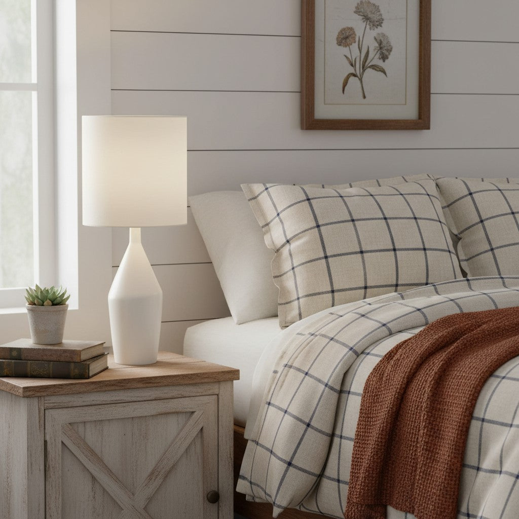 Daphne Vintage Ceramic Linen Shade Table Lamp