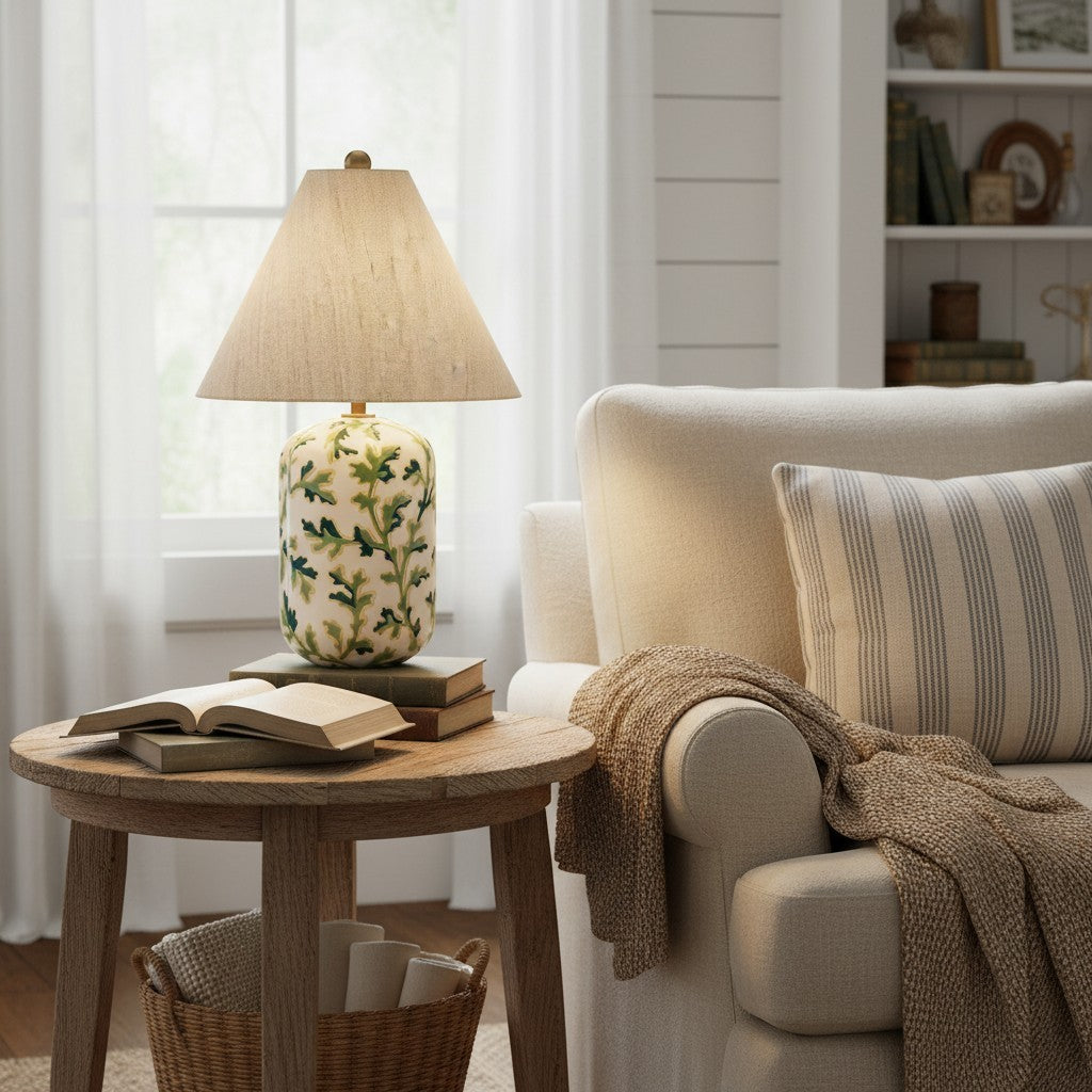 Thalira Vintage Ceramic Linen Table Lamp