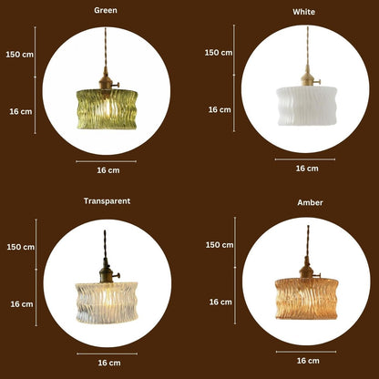 Roslyn Retro Stained Ribbed Glass Pendant Light