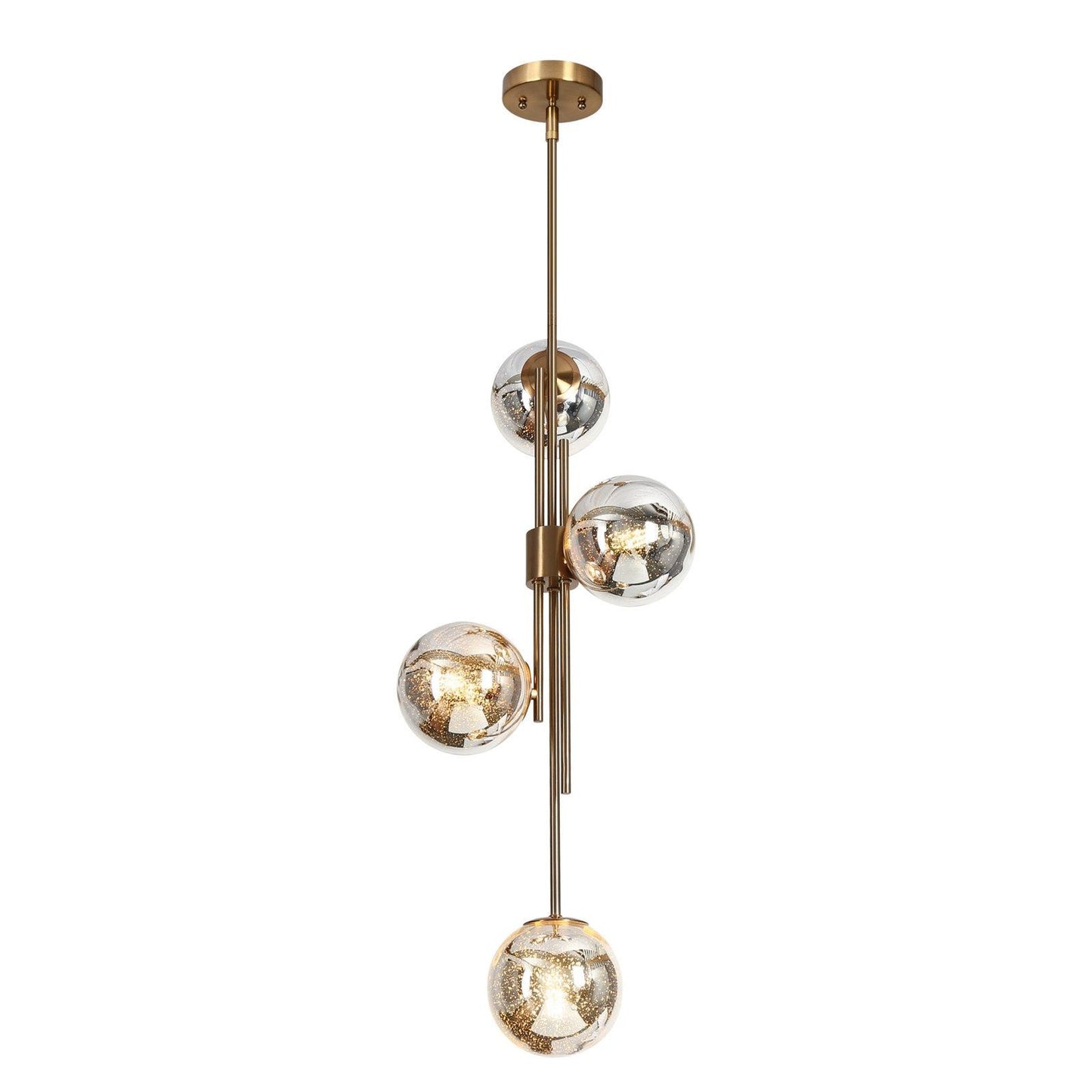 Beaufort Modern Gold 4-Light Orb Mercury Glass Chandelier