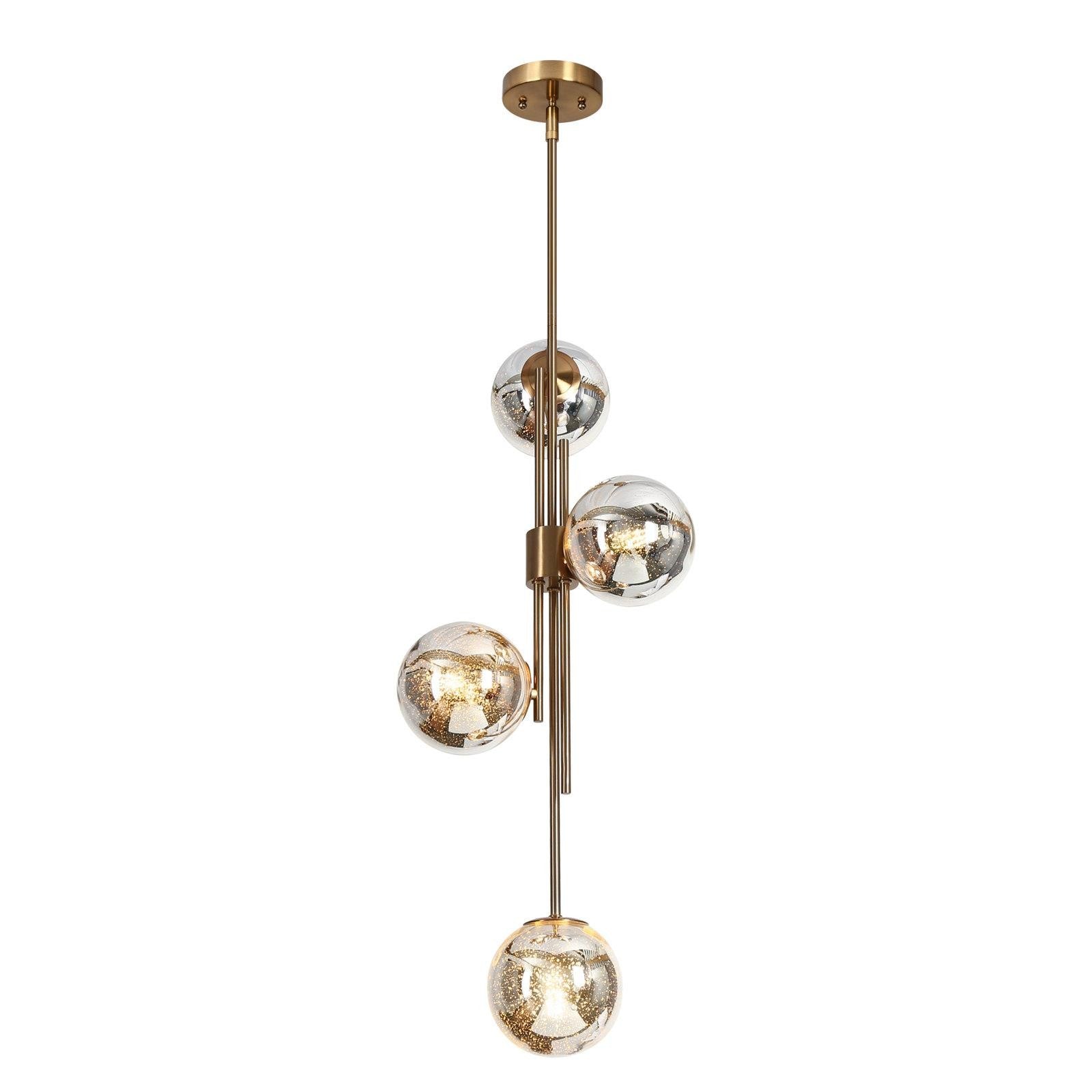 Beaufort Modern Gold 4-Light Orb Mercury Glass Chandelier