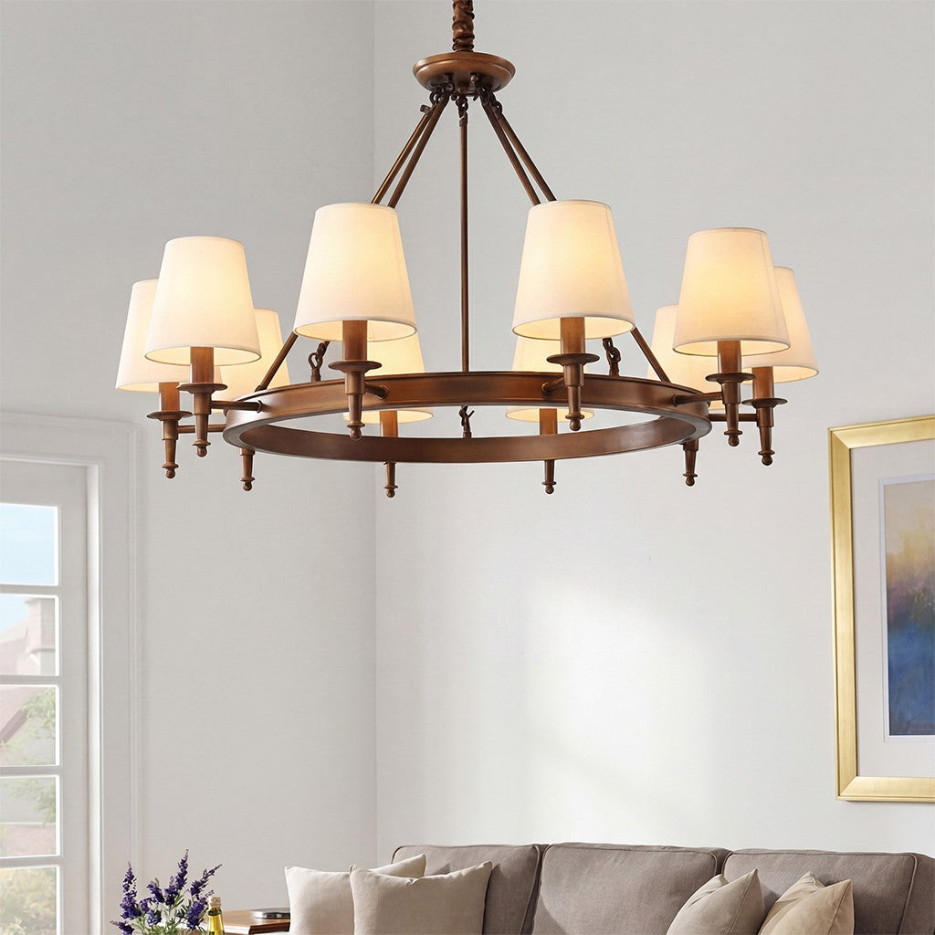 Yasmin Antique Brass Wagon Wheel Chandelier