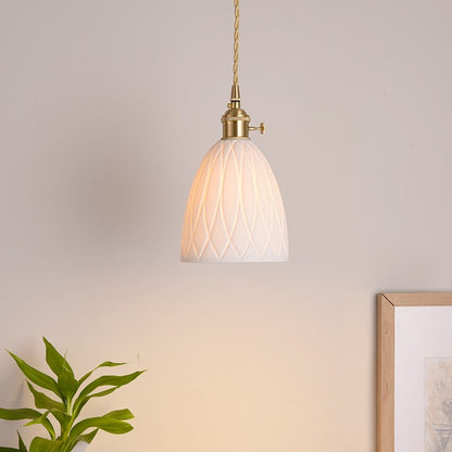 Carlo KiKi Fluted Ceramic Brass Pendant Light
