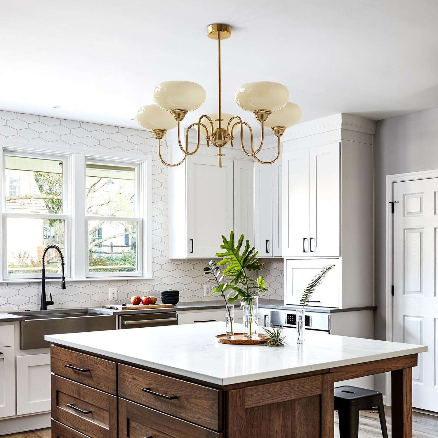 Luna Cream White Bubble Glass Chandelier
