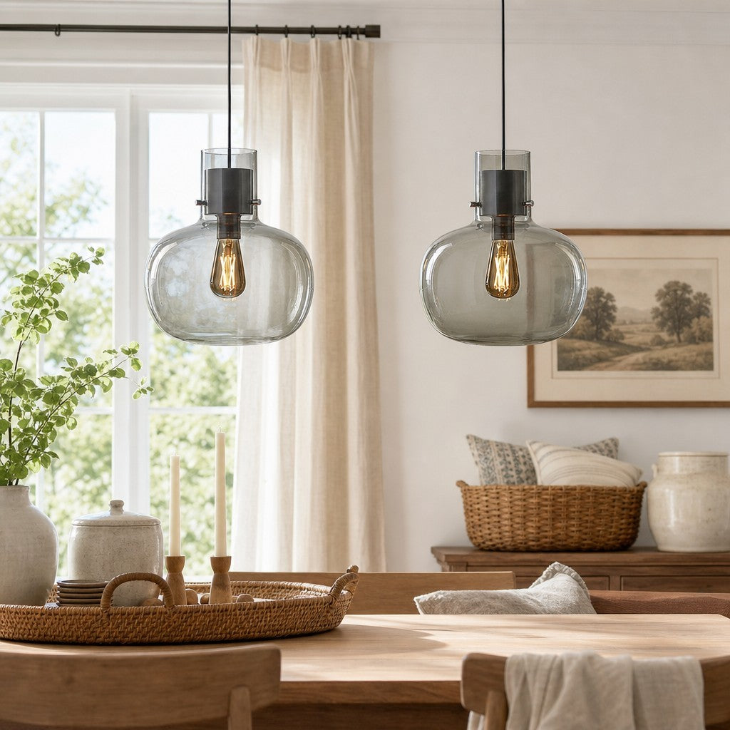 Dravon Minimalist Amber Glass Bottle Pendant Light