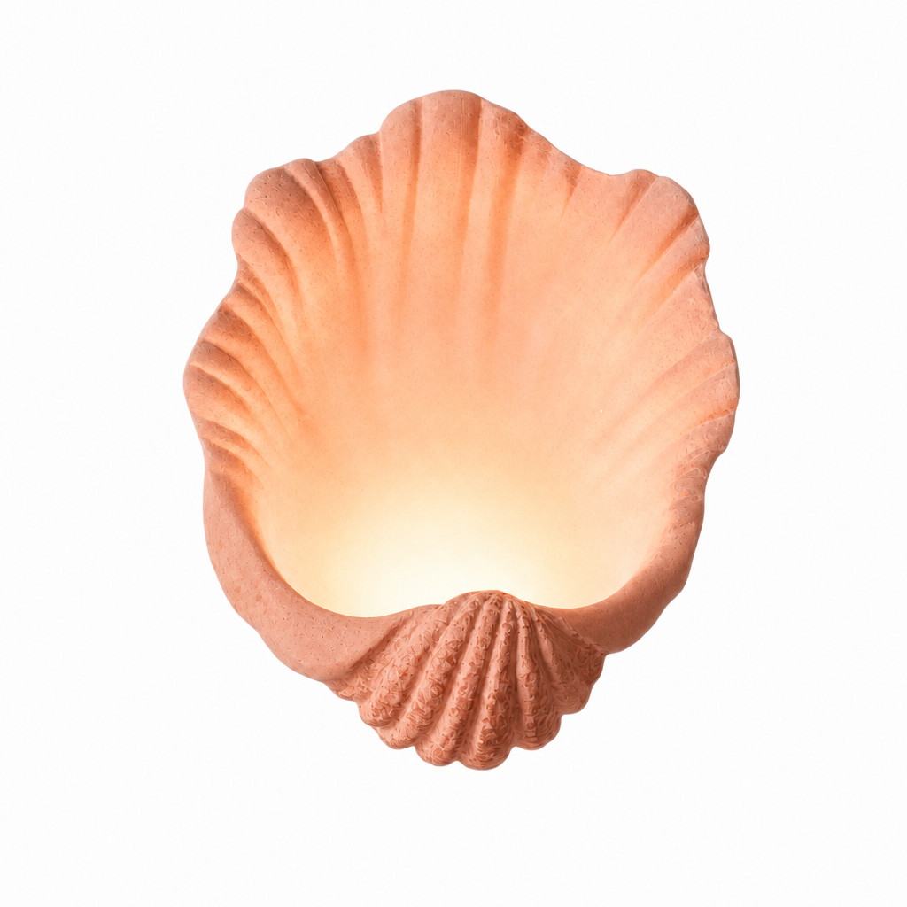 Kristian French Vintage Ceramic Cream Shell Wall Sconce