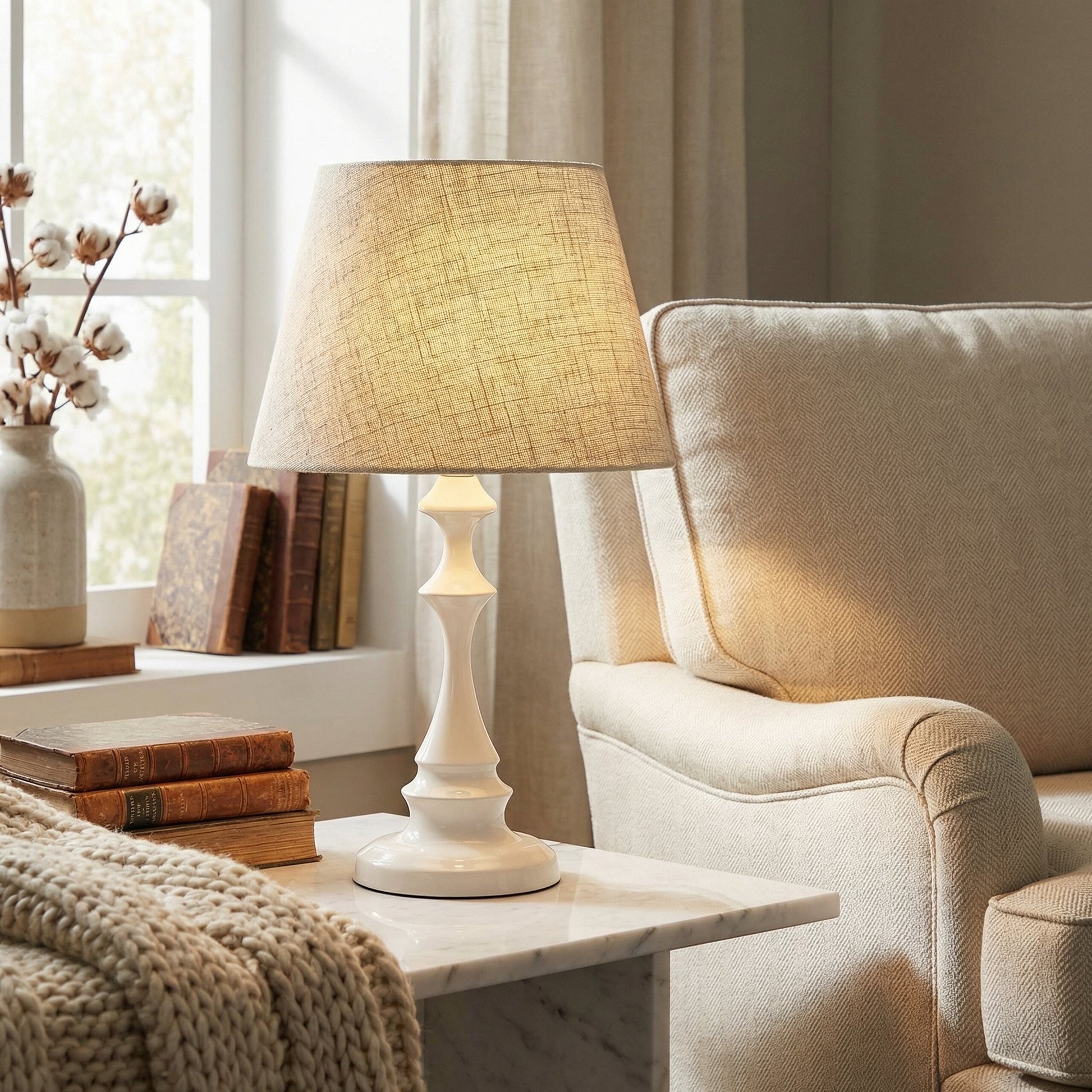 Issac Classic Linen Empire Iron Body Table Lamp