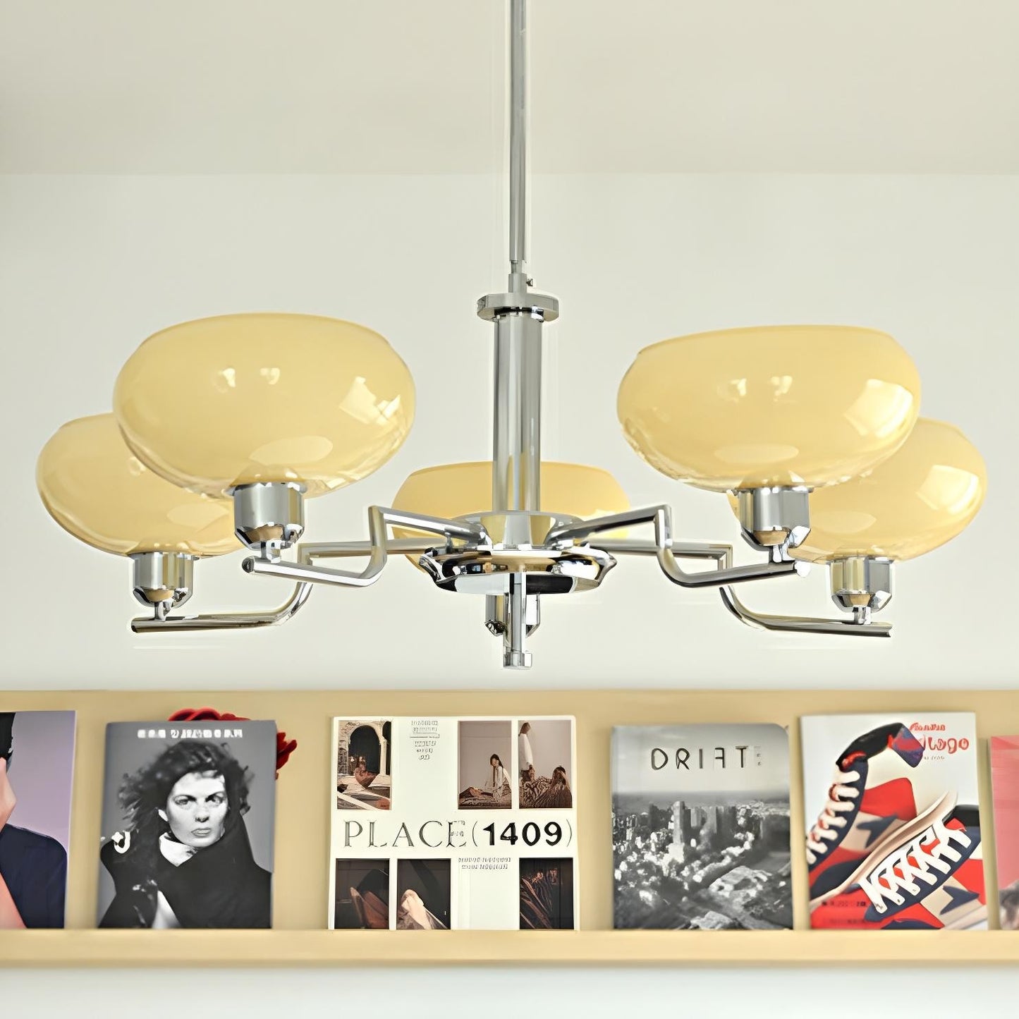 Shadella Modern Cream Glass Bauhaus Chandelier