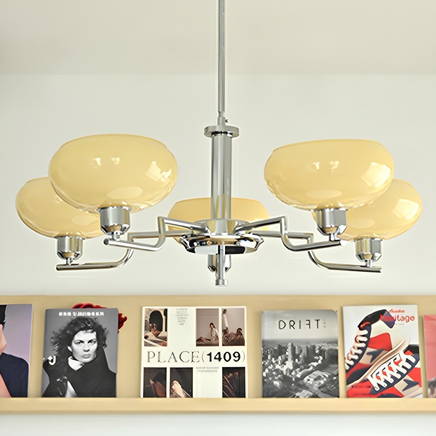 Shadella Modern Cream Glass Bauhaus Chandelier