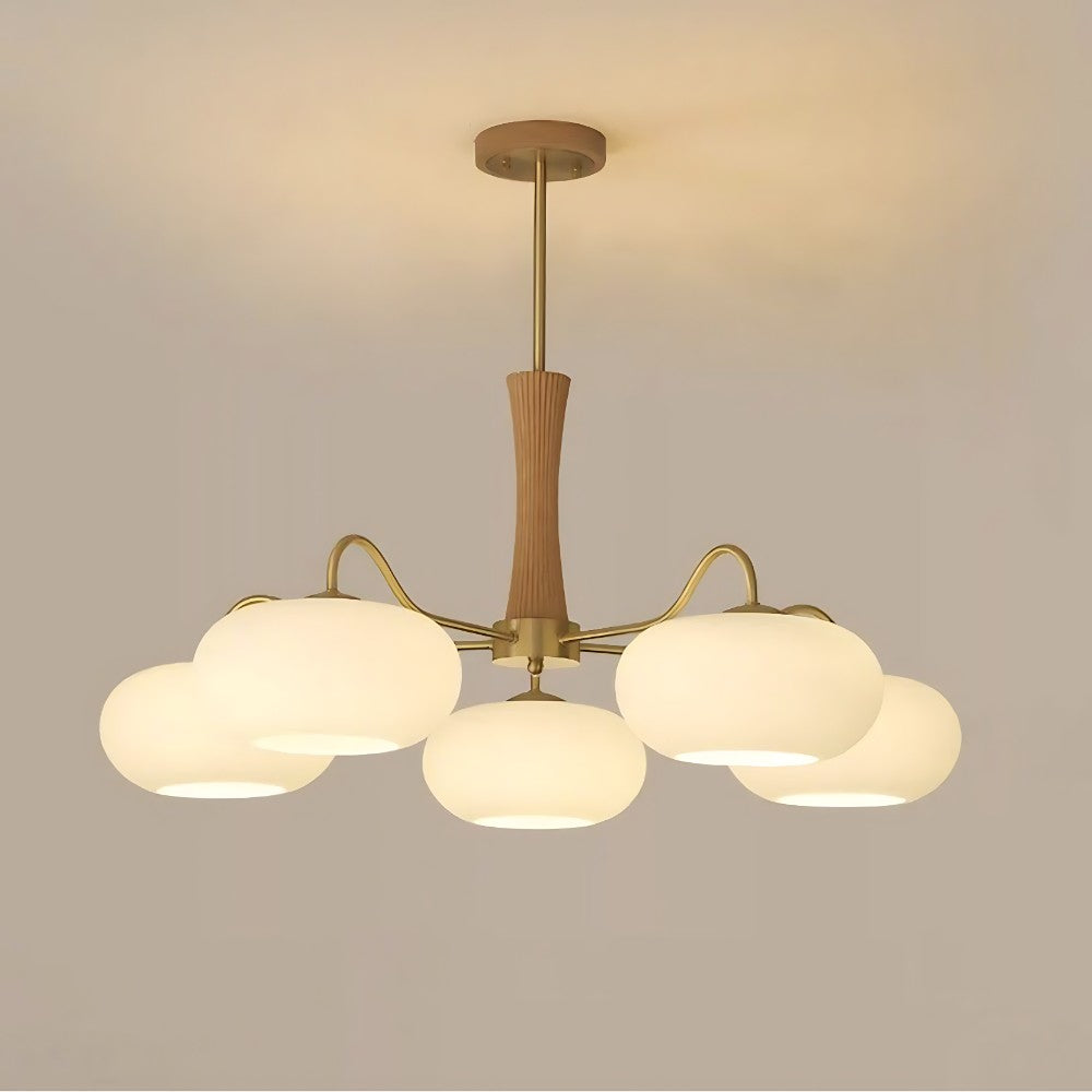 Obsidian Modern Bubble Brass Glass Persimmon Chandelier