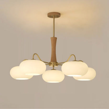 Obsidian Modern Bubble Brass Glass Persimmon Chandelier