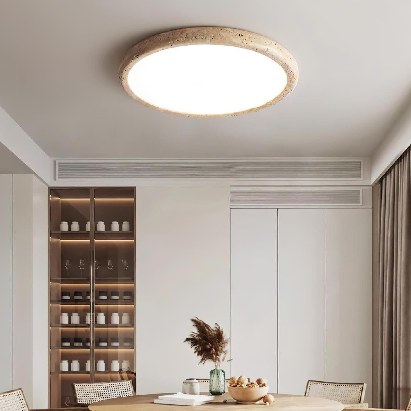 Tatum Modern Travertine Disc LED Ceiling Light
