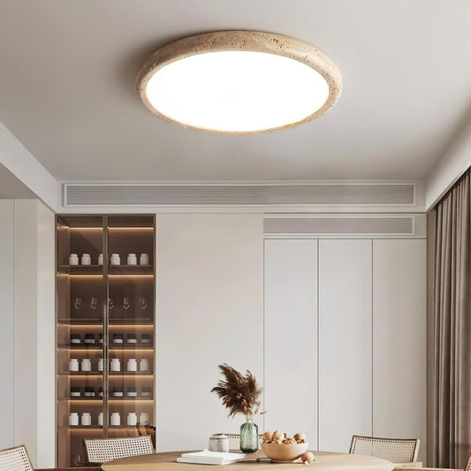 Tatum Modern Travertine Disc LED Ceiling Light