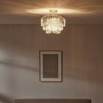 Deneuve Farmhouse Tiered Glass Brass Ceiling Light