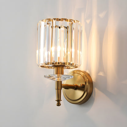 Solstice Brushed Brass Crystal Ribbed Glass Wall Sconce