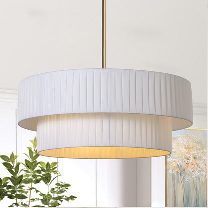 Elaraine Pleated Fabric Circular Drum Shade Chandelier