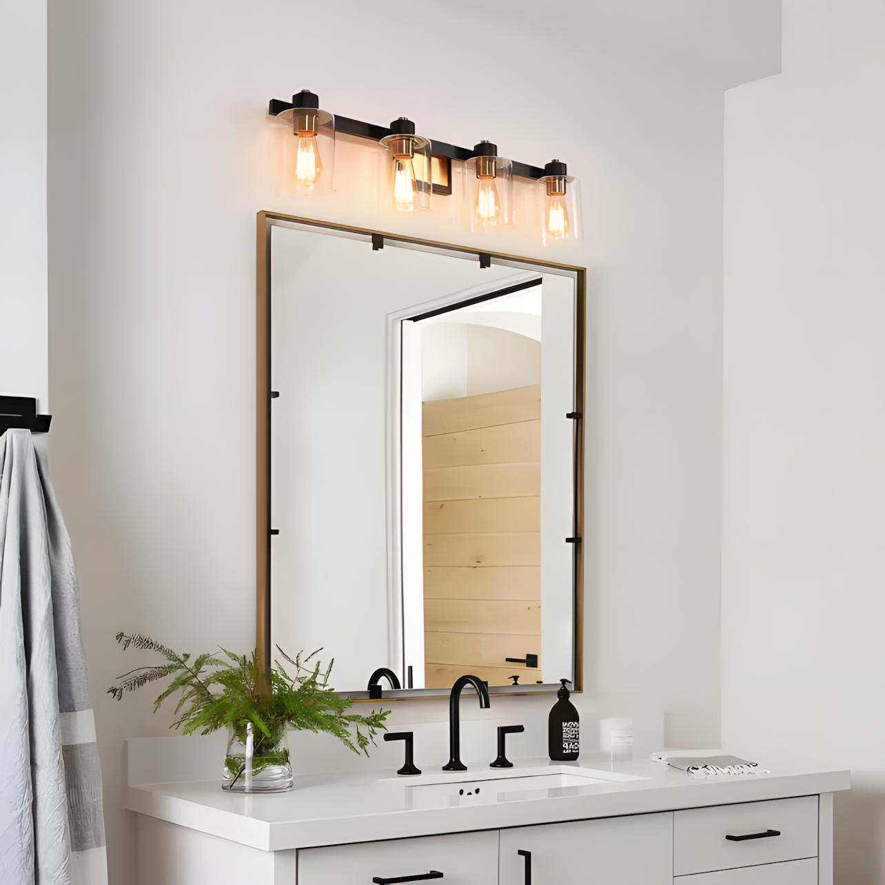 Dyril Modern Matte Black Cylinder Glass Sconce