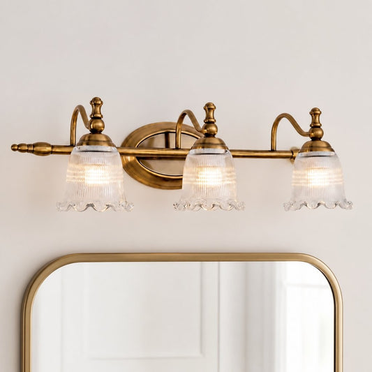 Cormac French Vintage Ribbed Glass Flower Wall Sconce