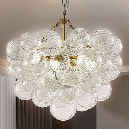 Quintessa Luxury Ribbed Glass Globe Cluster Bubble Chandelier