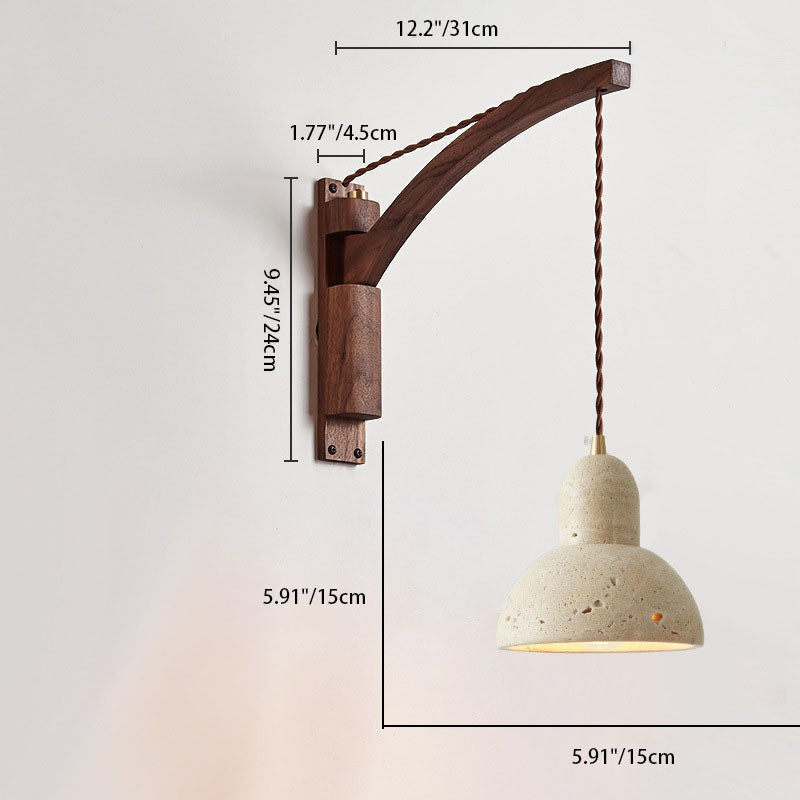 Josiah Modern Solid Wood Travertine Wall Lamp