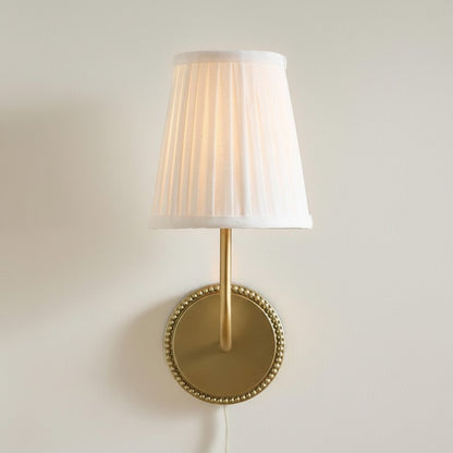 Veluna Vintage Brass Fabric Cone Wall Sconce