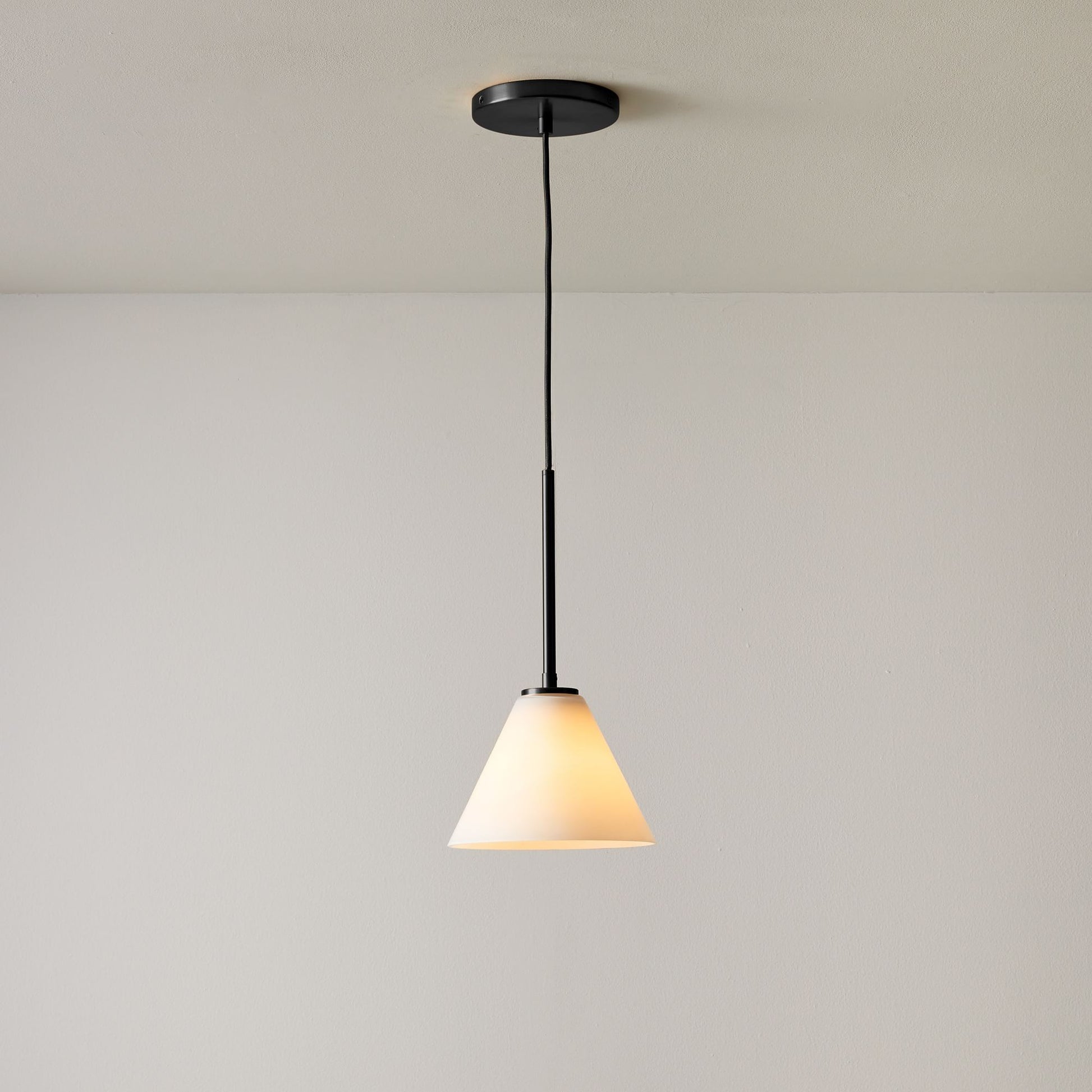 Nori Minimalist Brass Glass Cone Pendant Light
