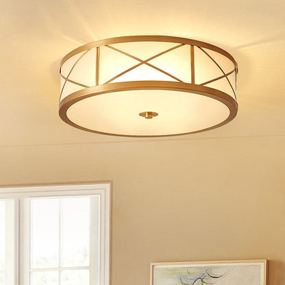 Kaeldr Brass Geometry Glass Drum Ceiling Light