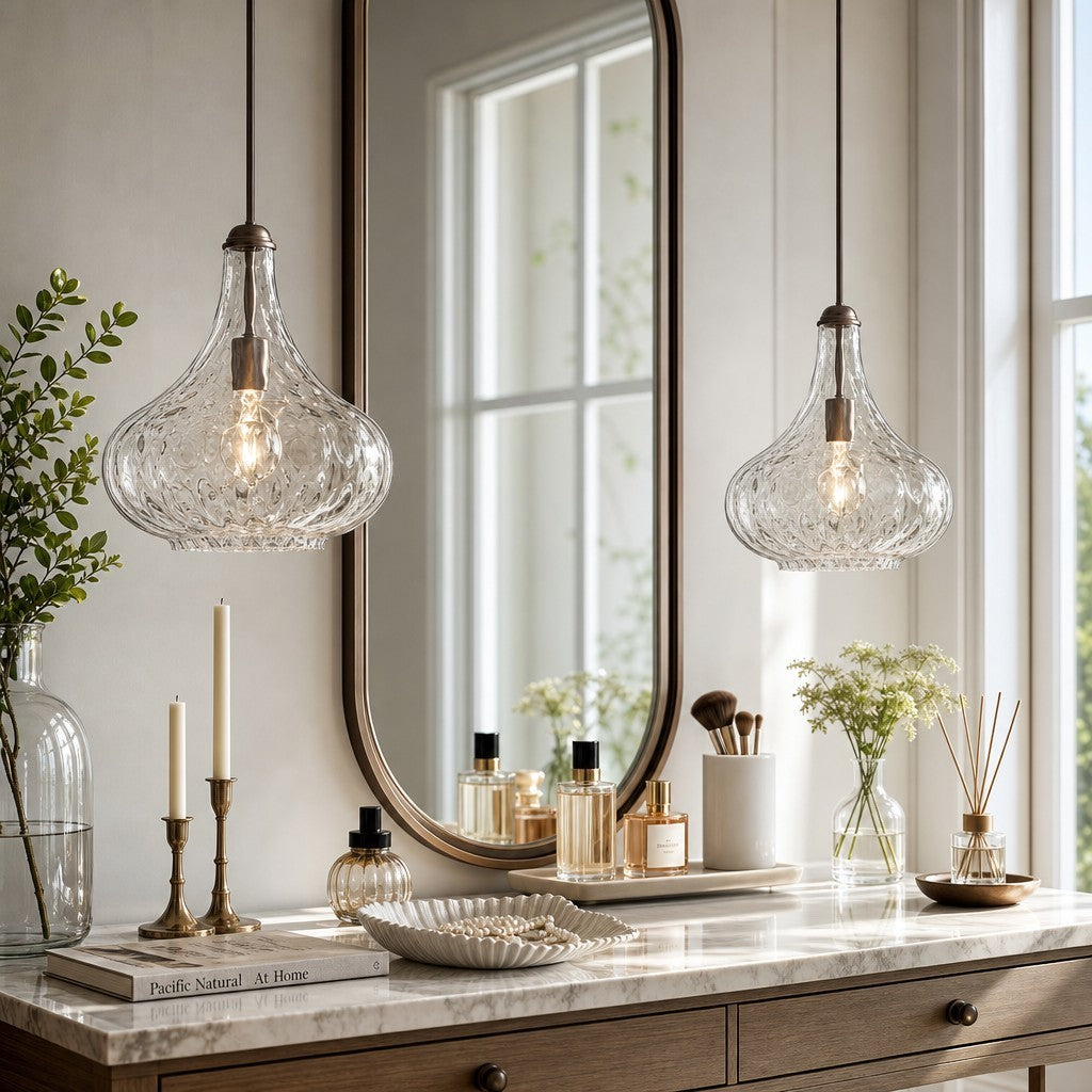 Neville Modern Water Ripples Glass Pendant Light