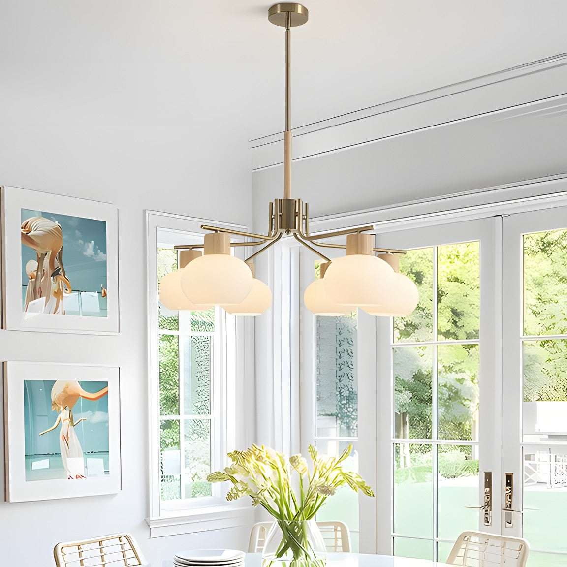 Jesper Gold Modern Frosted Glass Chandelier