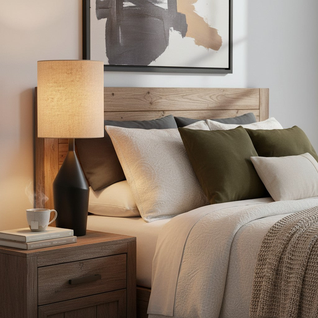 Daphne Vintage Ceramic Linen Shade Table Lamp