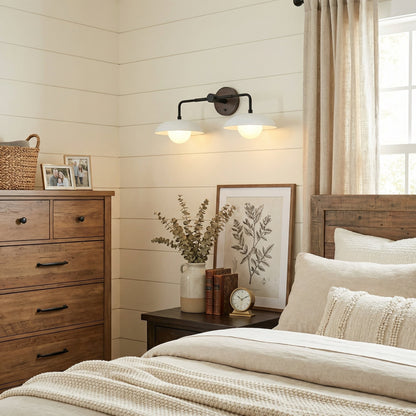 Katya Mid-century Wood Metal Double Dome Wall Sconce
