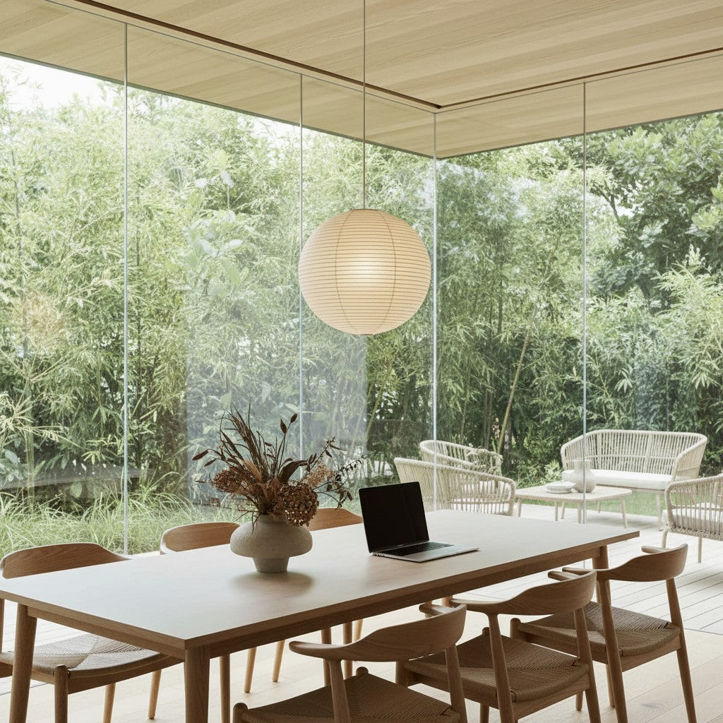 Sorell Minimalist Ribbed Paper Globe Pendant Light