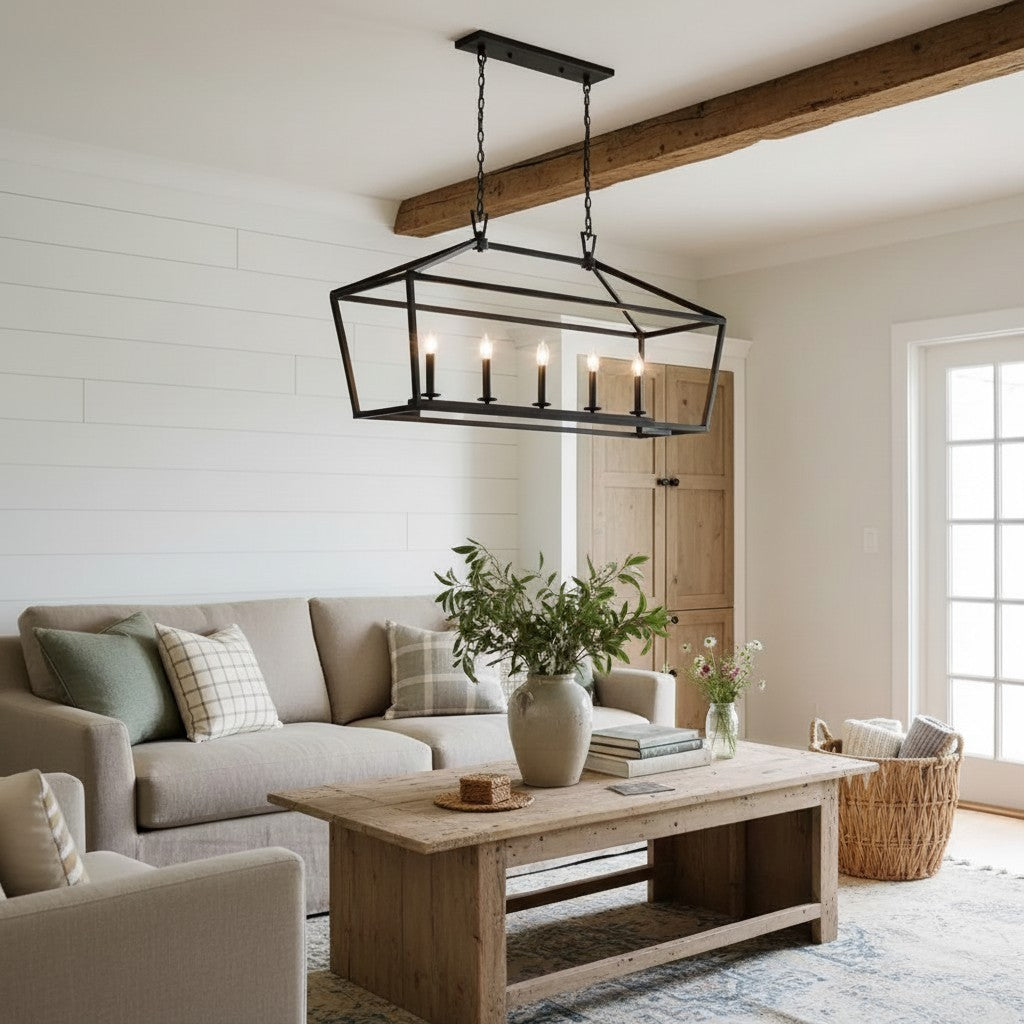 Aria Farmhouse Wrought Iron Lantern Chandelier Light