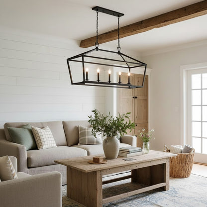Aria Farmhouse Wrought Iron Lantern Chandelier Light