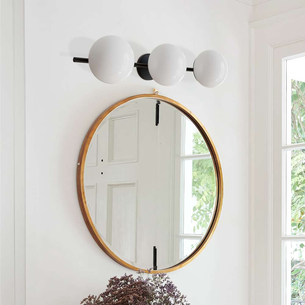 Larian White Glass Globe Bathroom Vanity Light