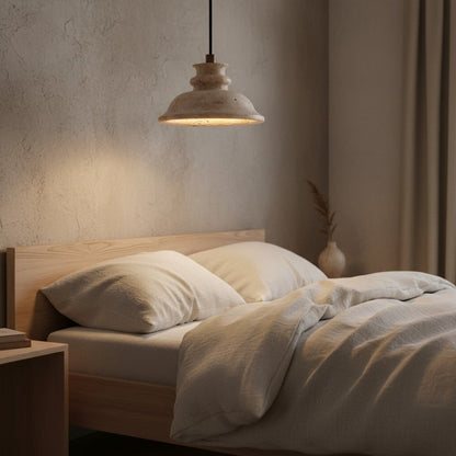 Jones Wabi Sabi Natural Sculpted Travertine Pendant Lamp