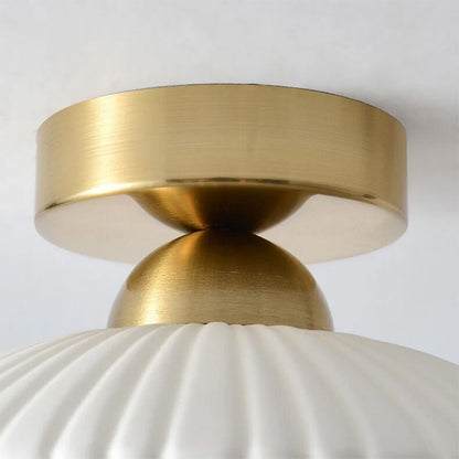 Rethen Light Luxury White Round Textured Ceramic Ceiling Light