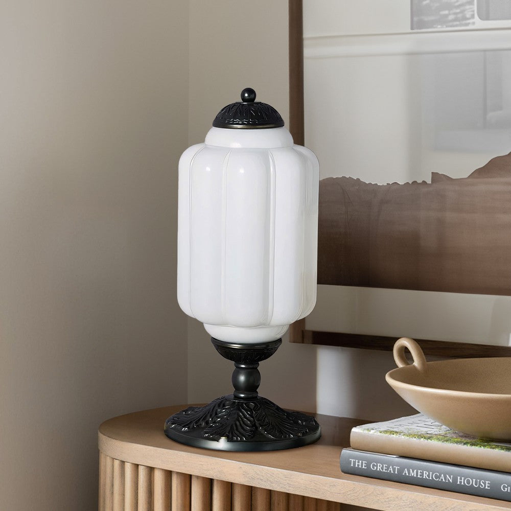 Nexos French Retro Cream Glass Textured Eloise Table Lamp