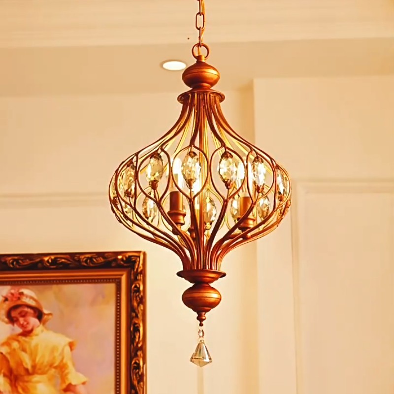 Keir French Luxury Retro Crystal Cage Chandelier