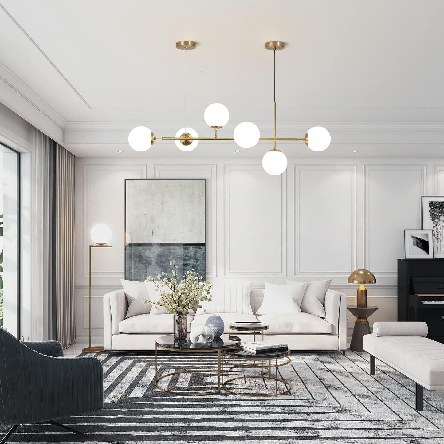 Celestina 6 Light Linear Glass Orb Pendant Light
