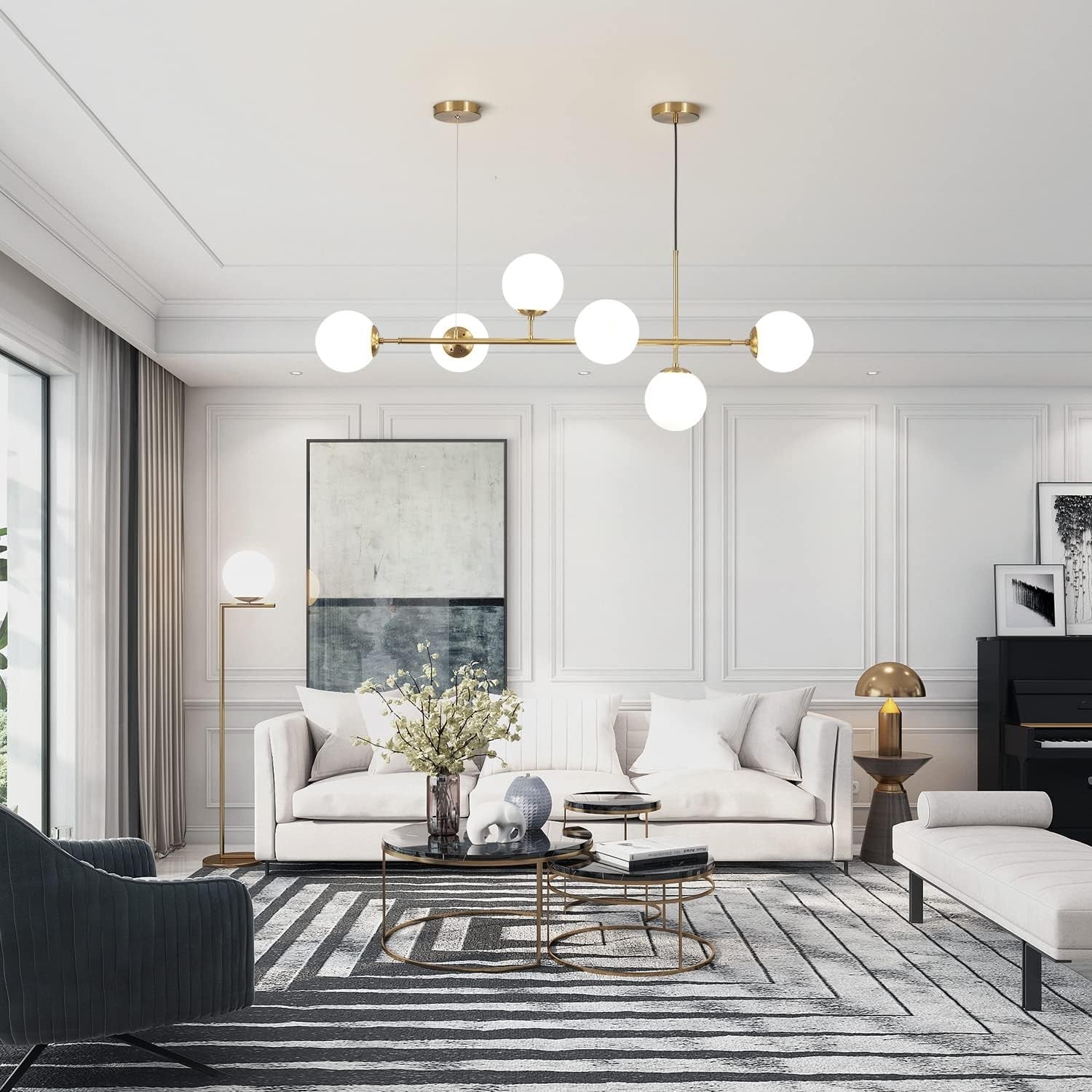 Celestina 6 Light Linear Glass Orb Pendant Light